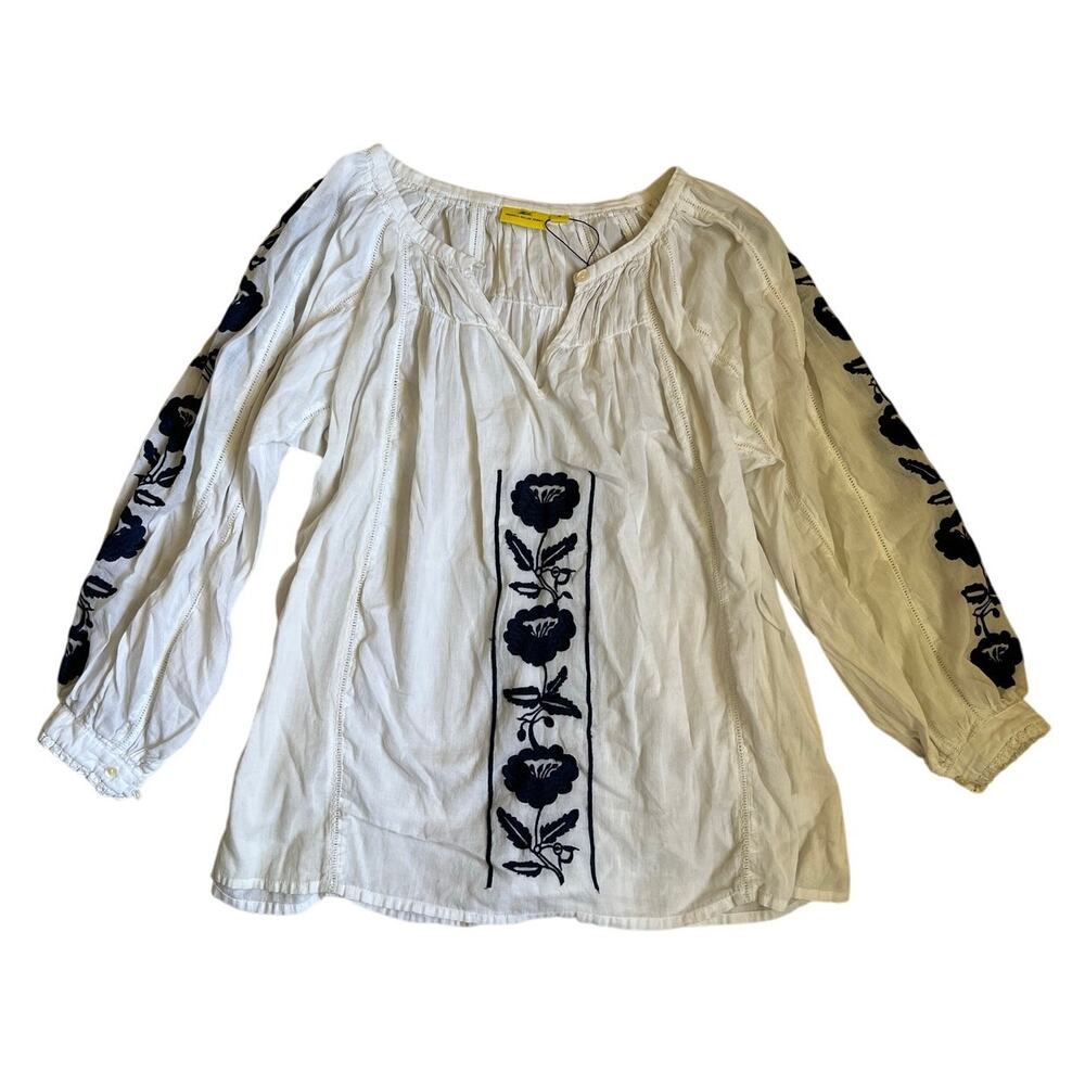 Roberta Roller Rabbit White and Navy Blouse